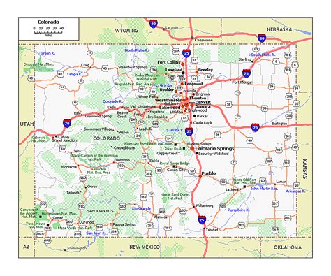 Large detailed map of Colorado with cities and roads.